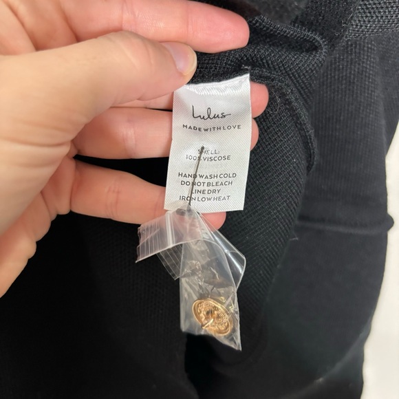 Lulu’s Upscale Personality Black Knit Cardigan Long Sleeve Mini Dress nwt M - Picture 5 of 6